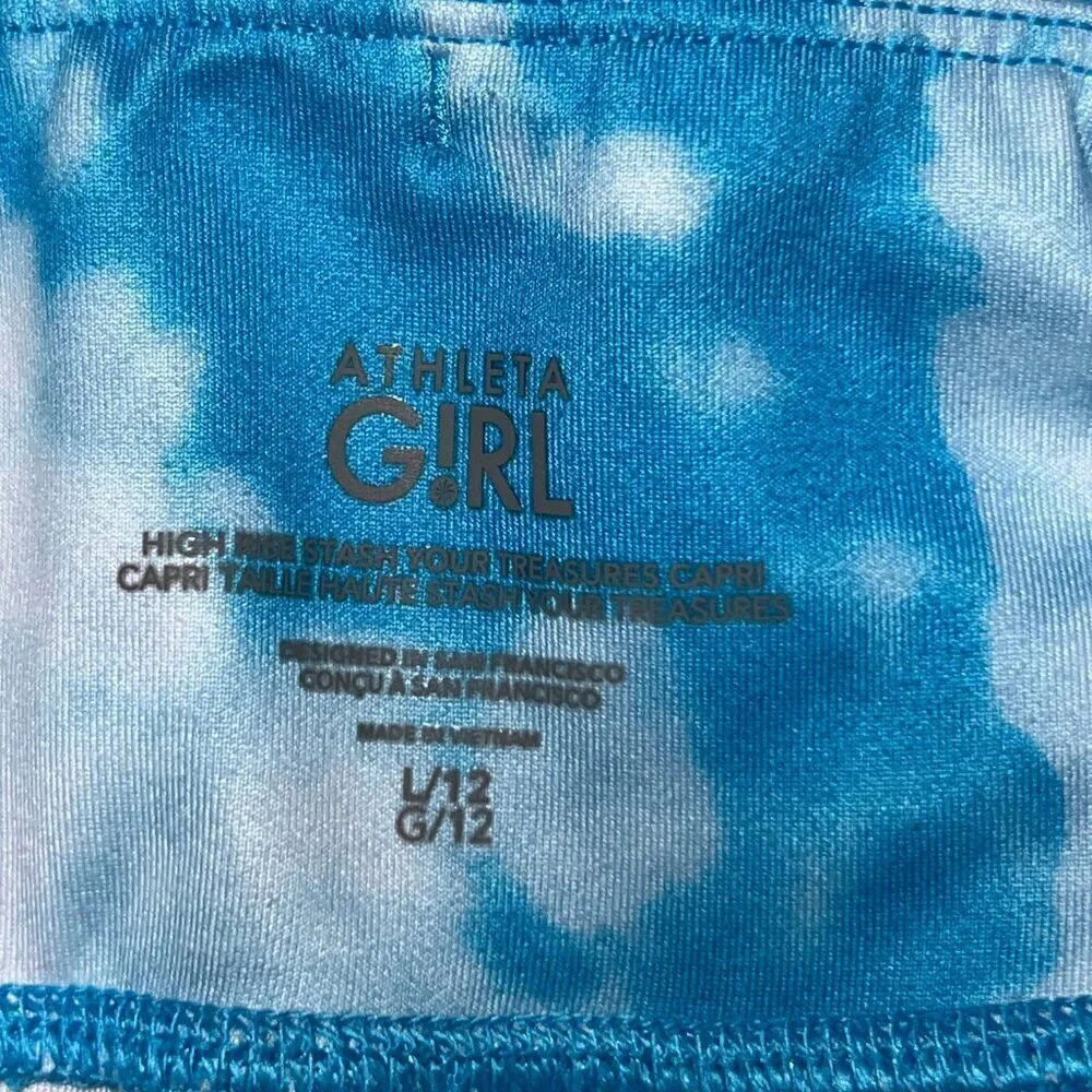 Athleta Girl High Rise Stash Your Treasures Capri Blue Size L/12
